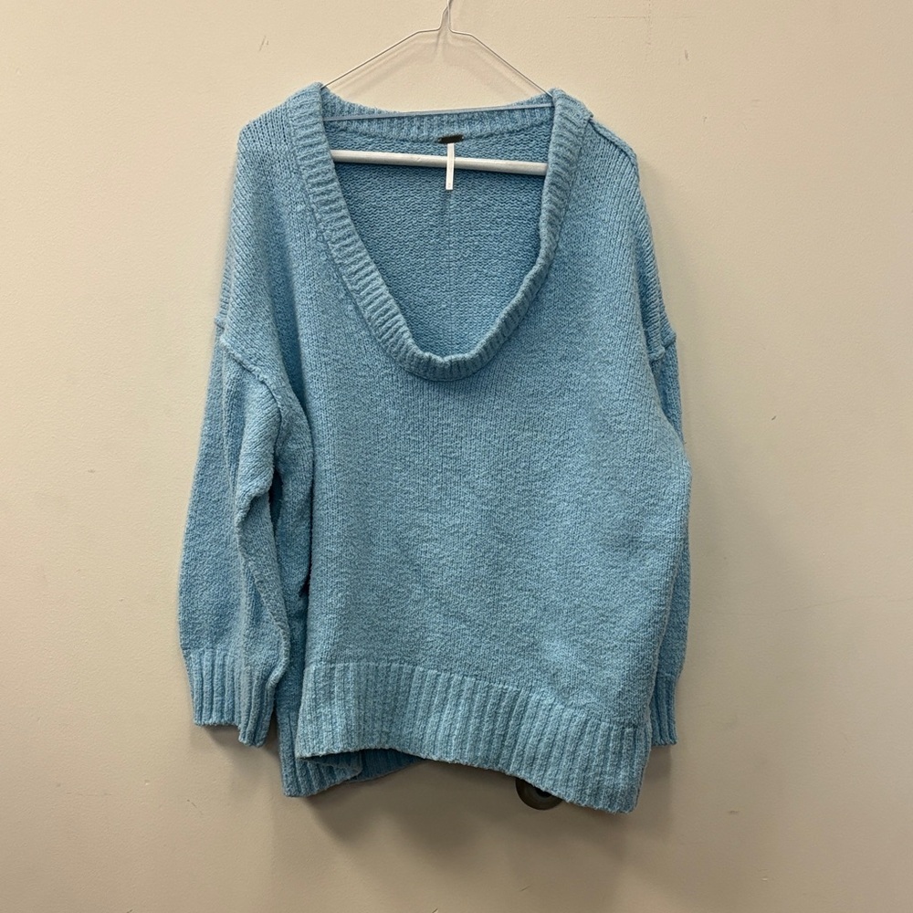 Free People Blue Brookside Tunic Oversized Scoop Neck Sweater Size Medium - Picture 7 of 10